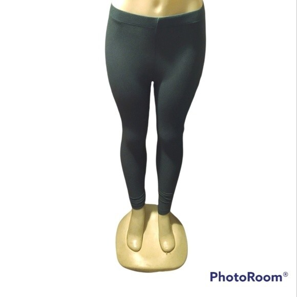 Olive Knit High Waisted Leggings S - Picture 7 of 10